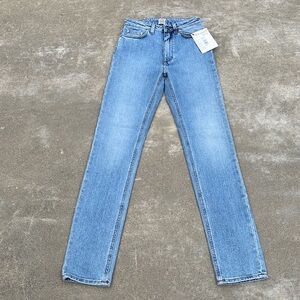 NWT TOTEME Standard New Slim Fit High Waist Full Length Jeans Light Blue Wash